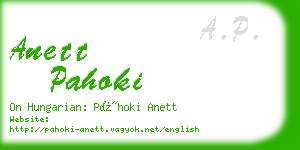 anett pahoki business card